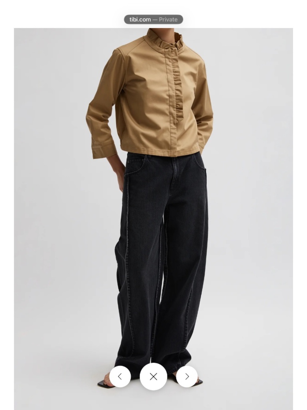 TIBI Chino Holly Bracelet Sleeve Shirt, SIZE 8